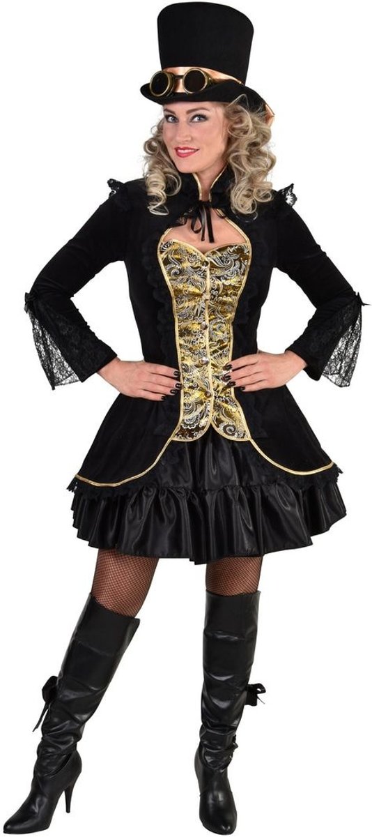 Jaren 20 Danseressen Kostuum | Vergulde Bourgeoisie Jas Zwart Vrouw | Medium | Carnaval kostuum | Verkleedkleding